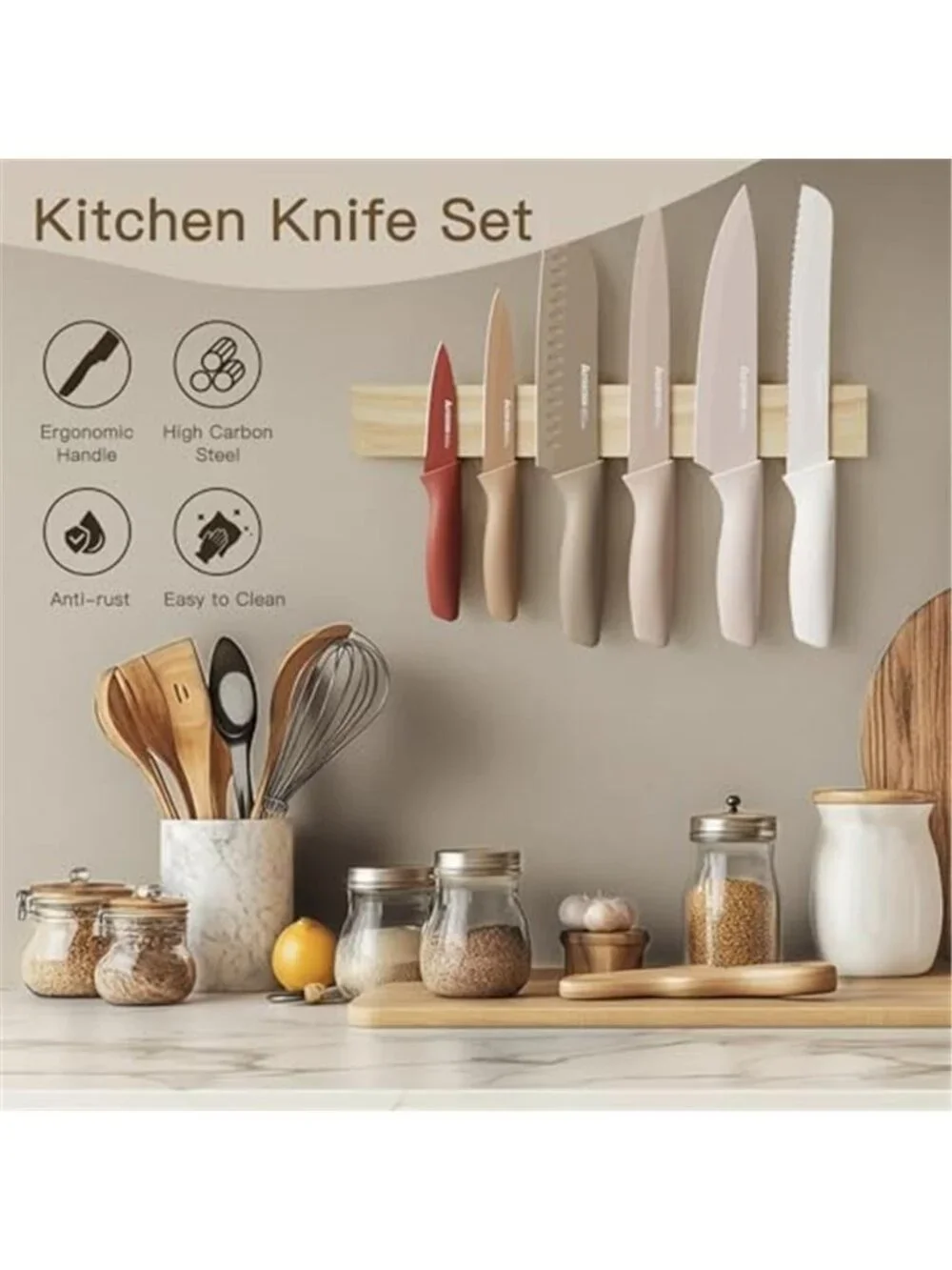 Astercook Knife Set, 13 Pieces Kitchen Knives Set with Healthy Anti-Rust